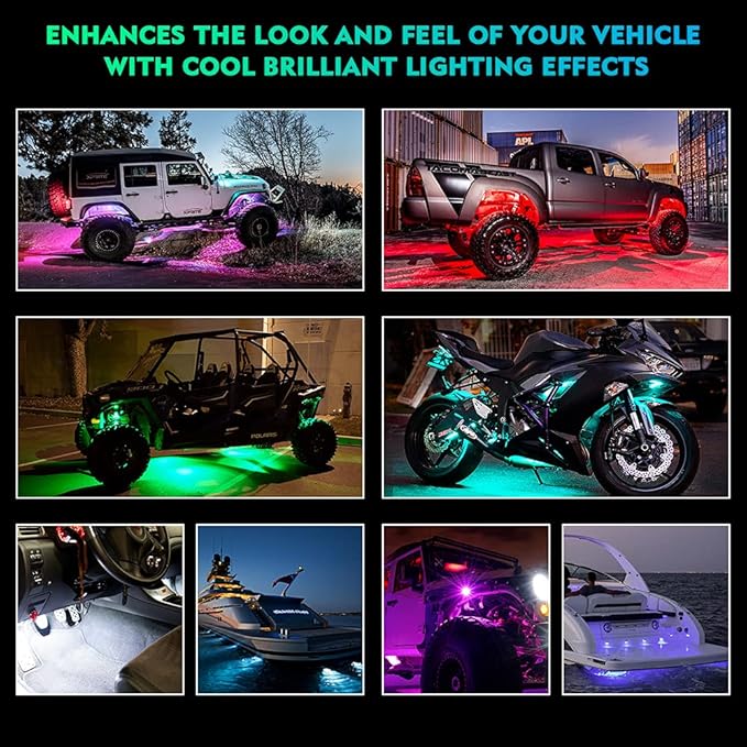 Xprite Bluetooth RGB LED Rock Lights Kit, Motorcycles, Boats - Image 7