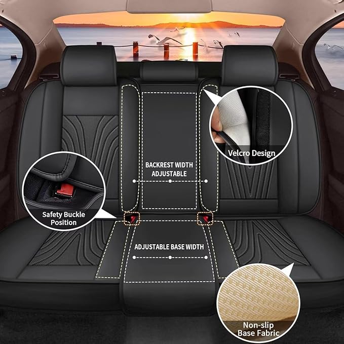 Car Seat Cover Fit for Toyota Camry 2012-2025 Full Set Faux Leather Breathable - Image 4