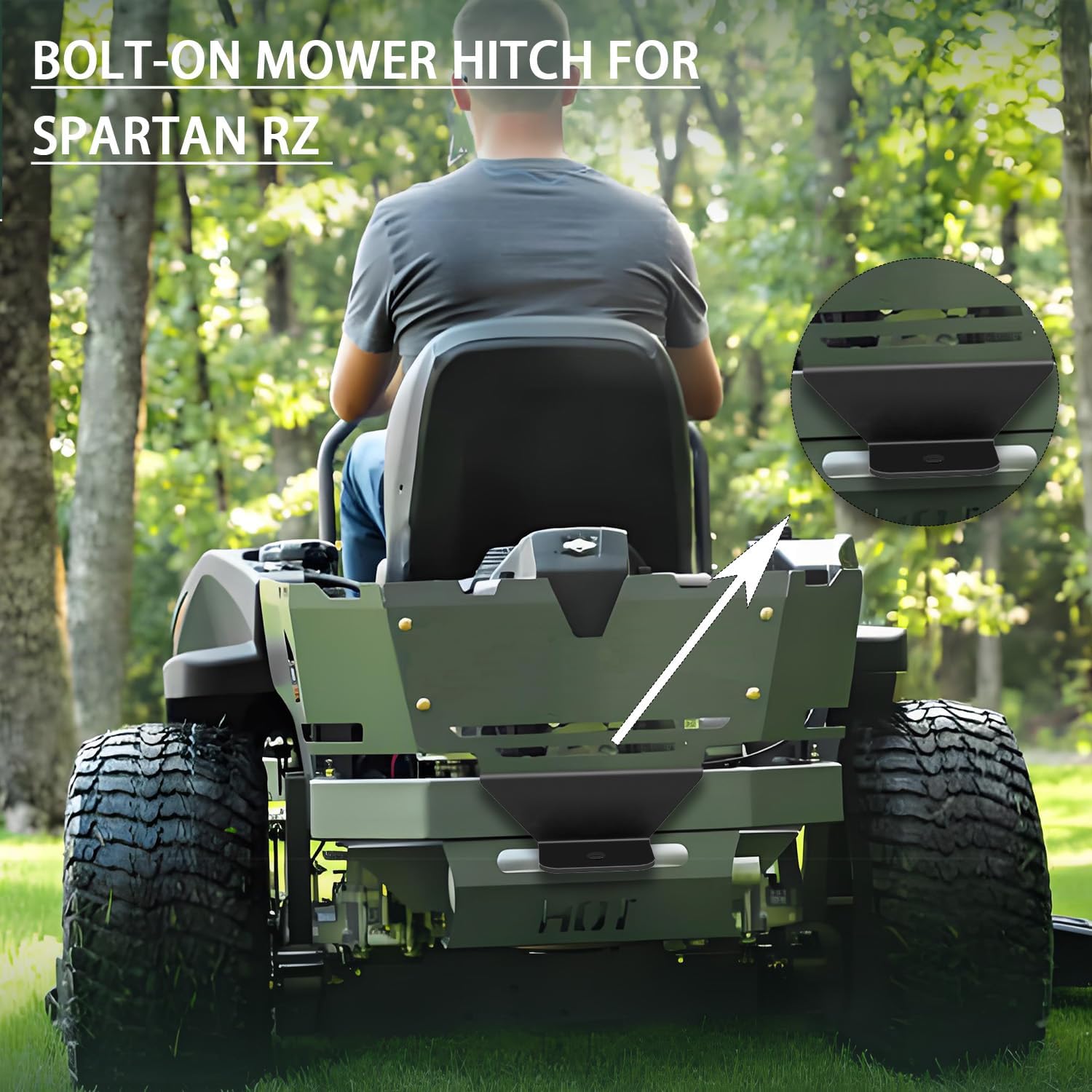 Receiver Hitch Plate for Spartan Mowers RZ Series, Industrial-Grade 1/4" Steel, (2016-2024 Models) Heavy Duty Trailer Hitch, Easy Bolt-On Installation, Towing & Hauling Accessory