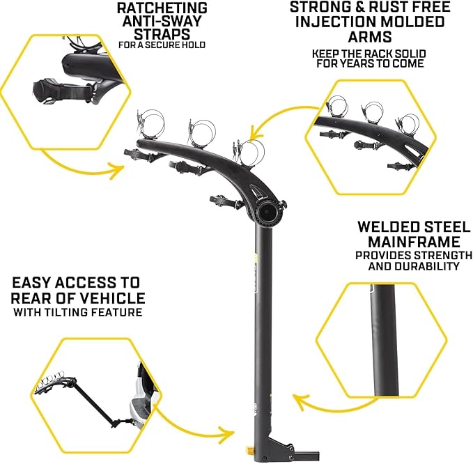 Saris Bones 3-Bike Hitch Rack Bicycle Carrier, - Image 6