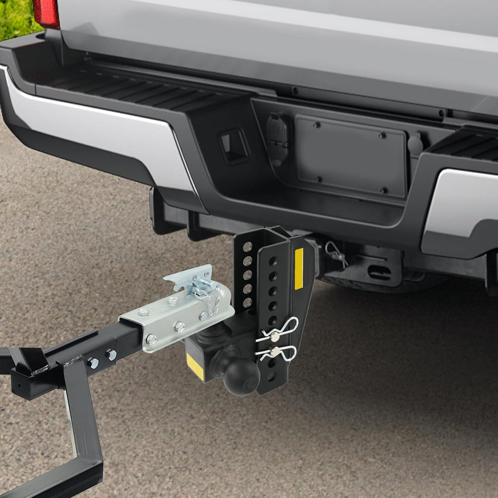8" Triple Ball Trailer Hitch with Locks, 2" Receiver, Adjustable Tow Hook | Carbon steel, rust-resistant, fits trucks and RVs, includes anti-theft dual pin locks, easy adjust, 3 ball sizes