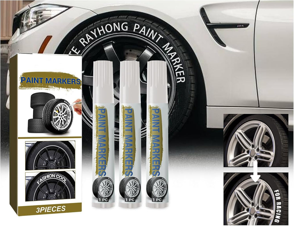 3Pieces White Tire Paint Pen White Paint Pens Pen for Car Lettering Management