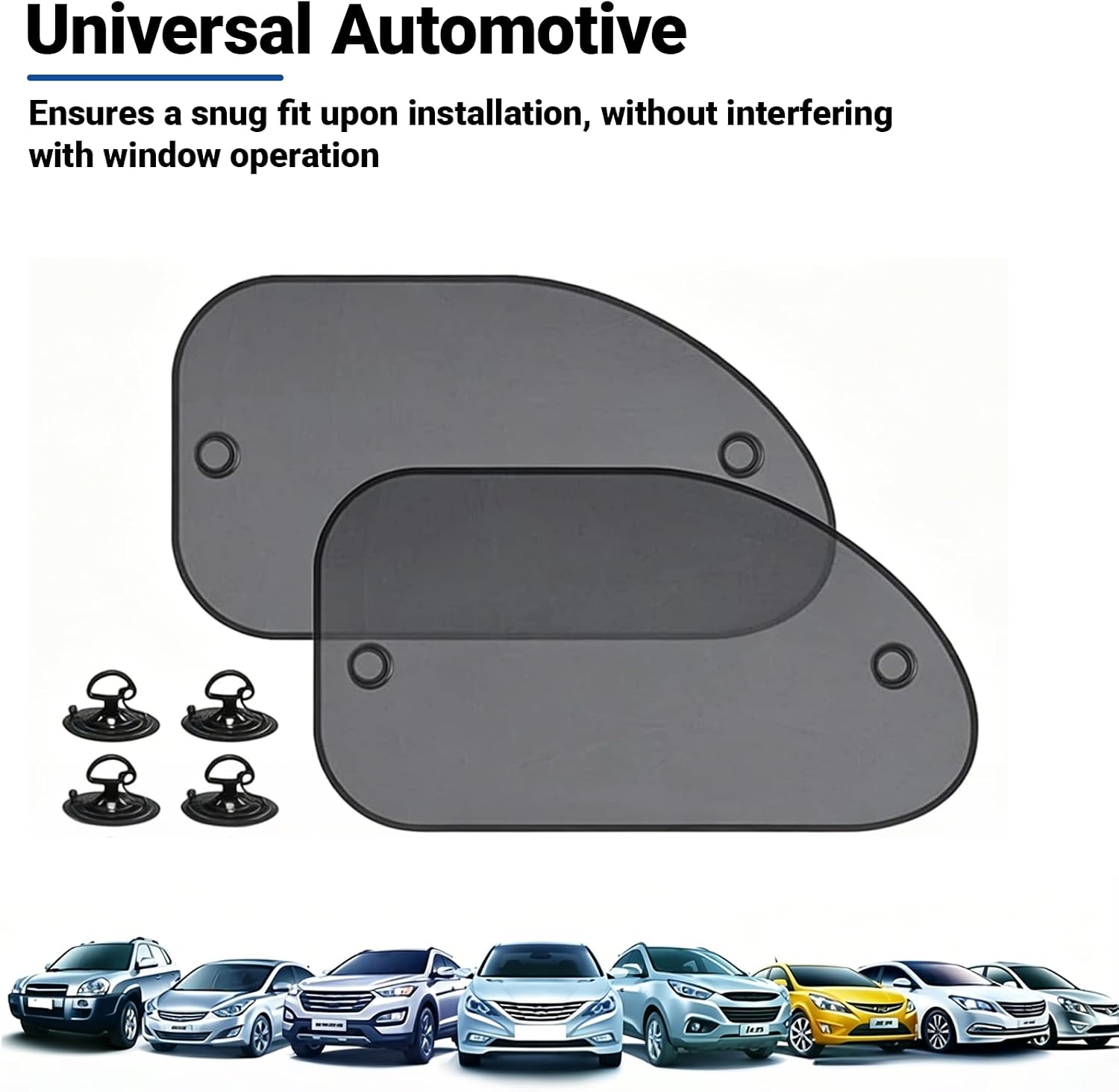 2 Pack Car Sun Shade, Universal UV Protection Sunshade for Side Windows for Side Window Sun Glare and UV Protection for Kids/Adults/Pets, Cars Suction Cup Sunshade, 25" x 14" Fits 98% Cars