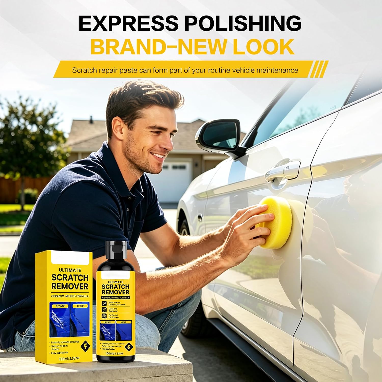 Nano Scratch Remover, Plastic Polish Scratch Remover, Deep Car Scratch Remover Kit, Quick Repair Scratches and Restore Shine for Car 2pcs