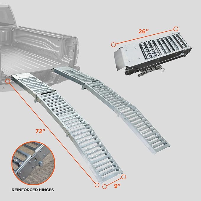 Rockland 72" x 9" Tri-Fold Steel Truck Ramps, 1000 LBS Capacity, Folding - Image 4