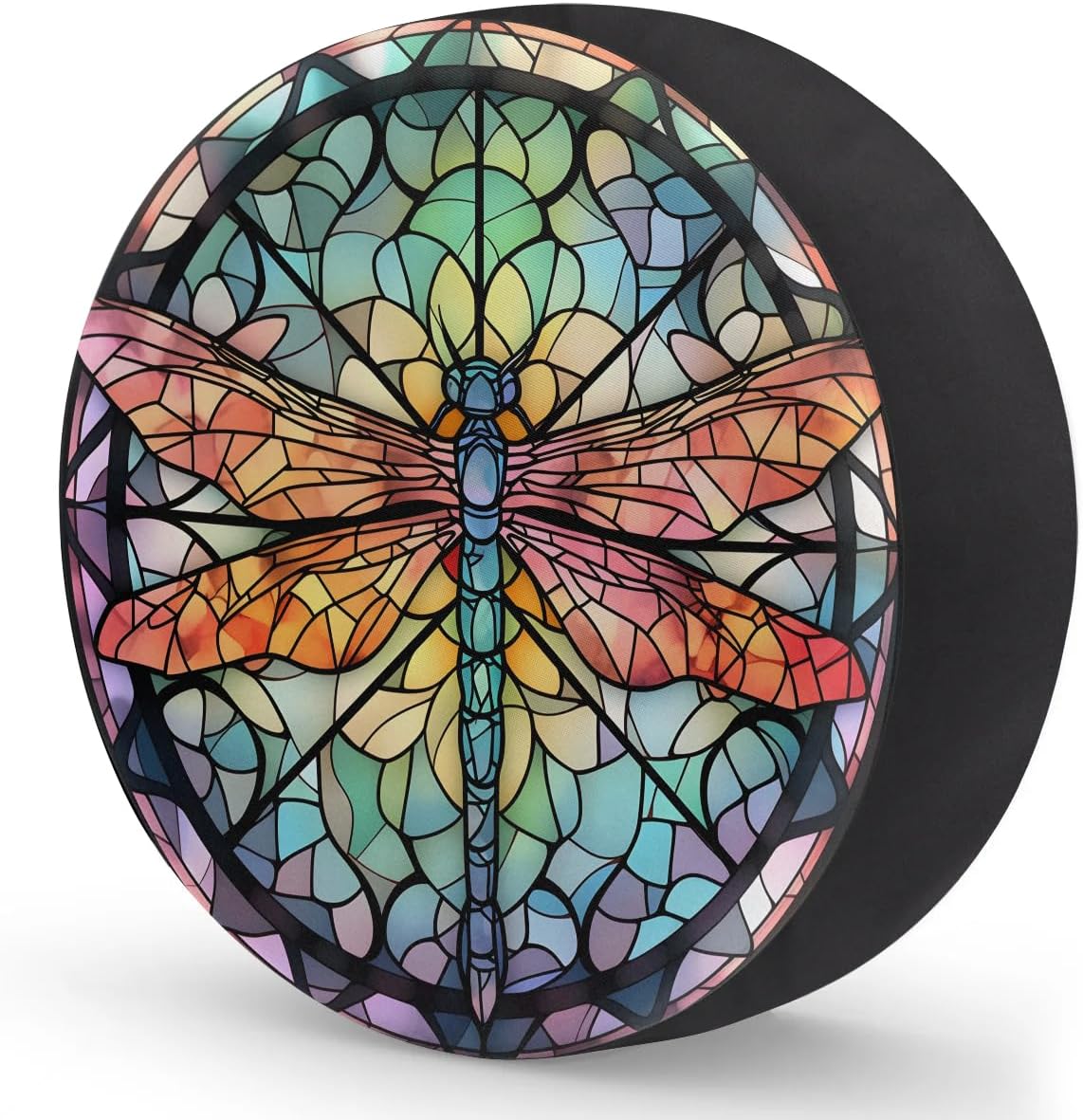 Spare Tire Cover for RV Trailer, Glass Dragonfly Pattern Tire Covers Universal Fit for Travel Trailer Camper Jeep RV SUV Truck Waterproof Wheel Cover (17 inch for Diameter 31” - 33”),A-789