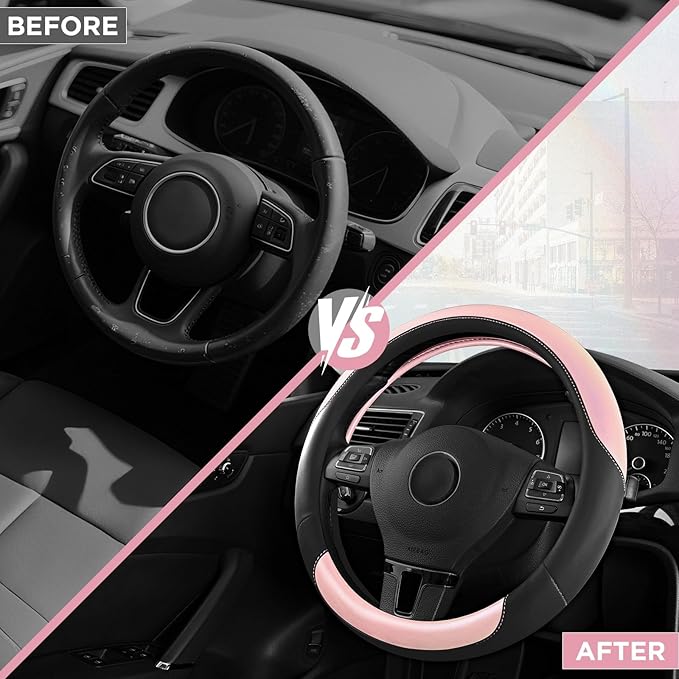 Road Comforts Steering Wheel Cover – Breathable Leather Steering Wheel Cover - Image 3