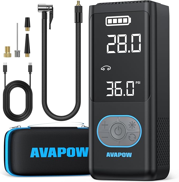 AVAPOW AP18 Tire Inflator Portable Air Compressor, 300% Faster 150 PSI Cordless by AVAPOW
