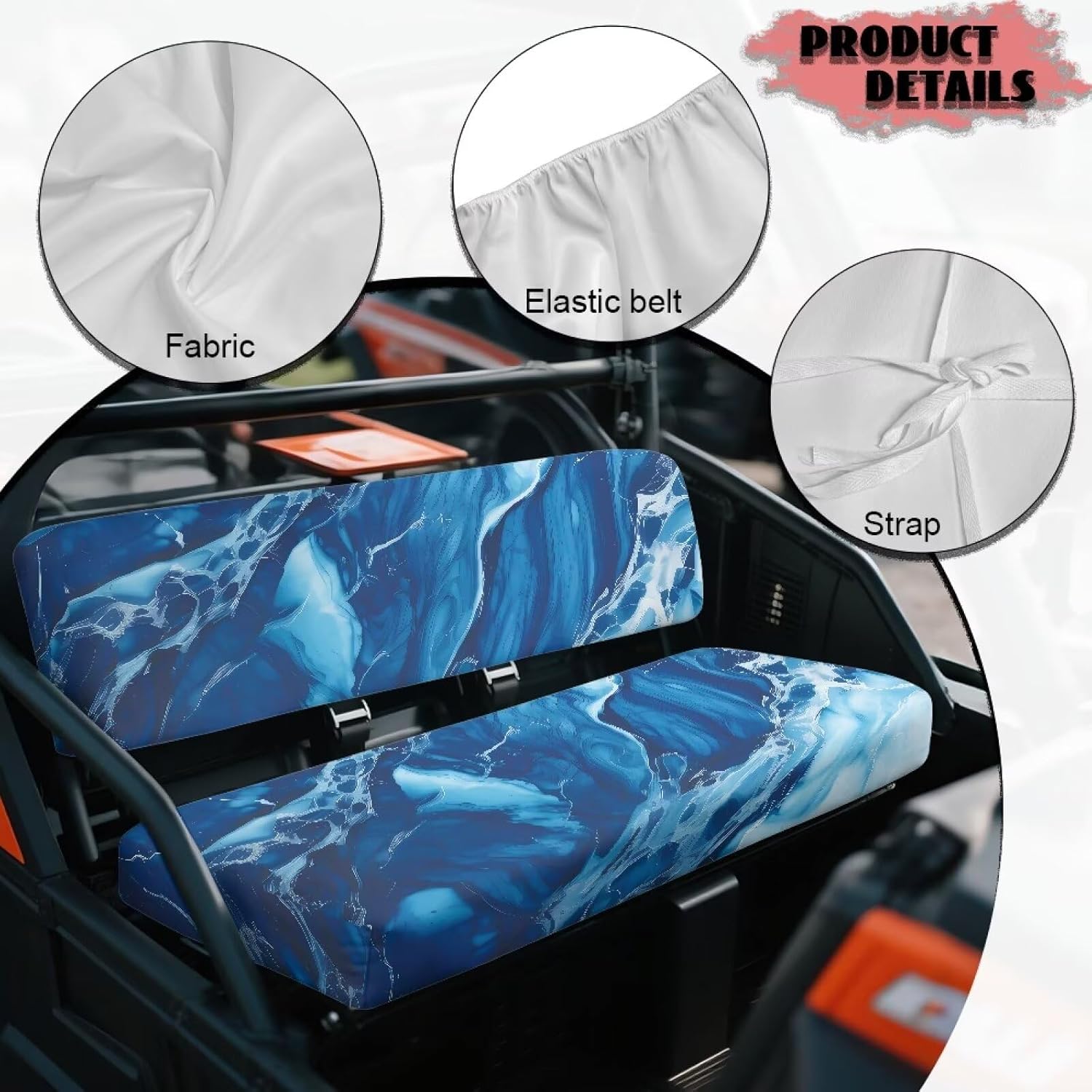 Blue Marble Universal UTV Replacement Seat Covers Soft UTV Bench Seat Cover for Kawasaki Mule 300 3010 3020 4000 4010 2001-2023 2025 Slip Seats Cover for Mule