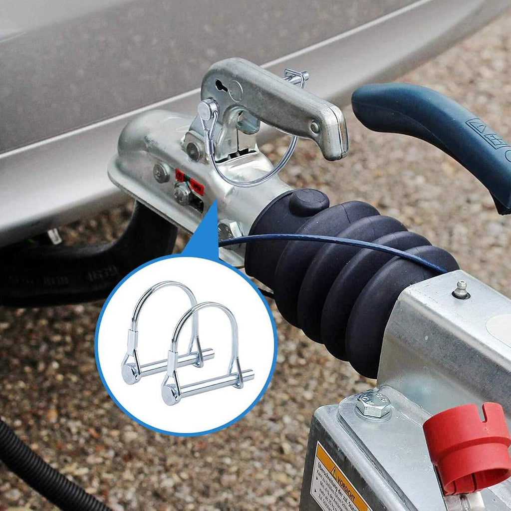 INCREWAY 10pcs Wire Lock Pin, 1/4" Heavy Duty Safety Coupler Shaft Locking Pin Hitch Pto Pin Round Loop Wire Lock Trailers Pin for Farm Lawn Garden