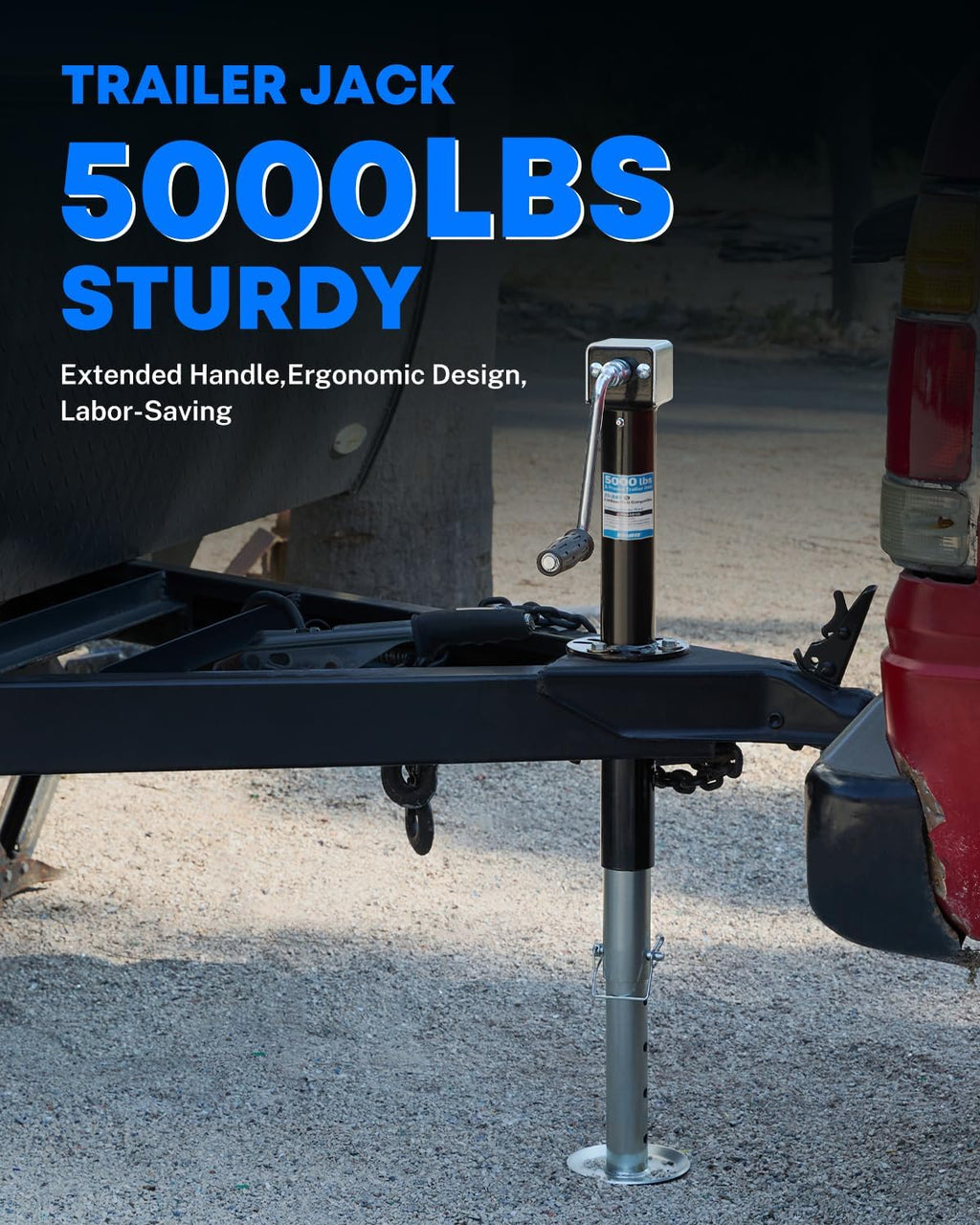 Kohree Upgraded 5000 lbs A-Frame Trailer Jack, 20-24V Cordless Drill Compatible, Adjustable RV Tongue Jack with Drop Leg & Drill Socket for Utility Yacht Boat Camping Trailer, 25" Vertical Travel