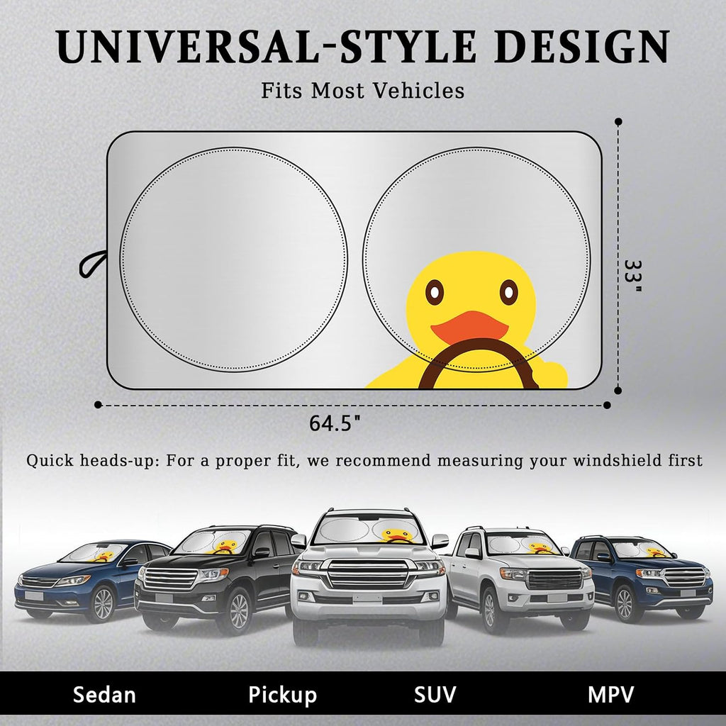 Universal Fit Car Windshield Shade,Car Windshield Sun Shade with Double-Sided Fabric,Foldable Sunshade Windshield 33"*64.5"