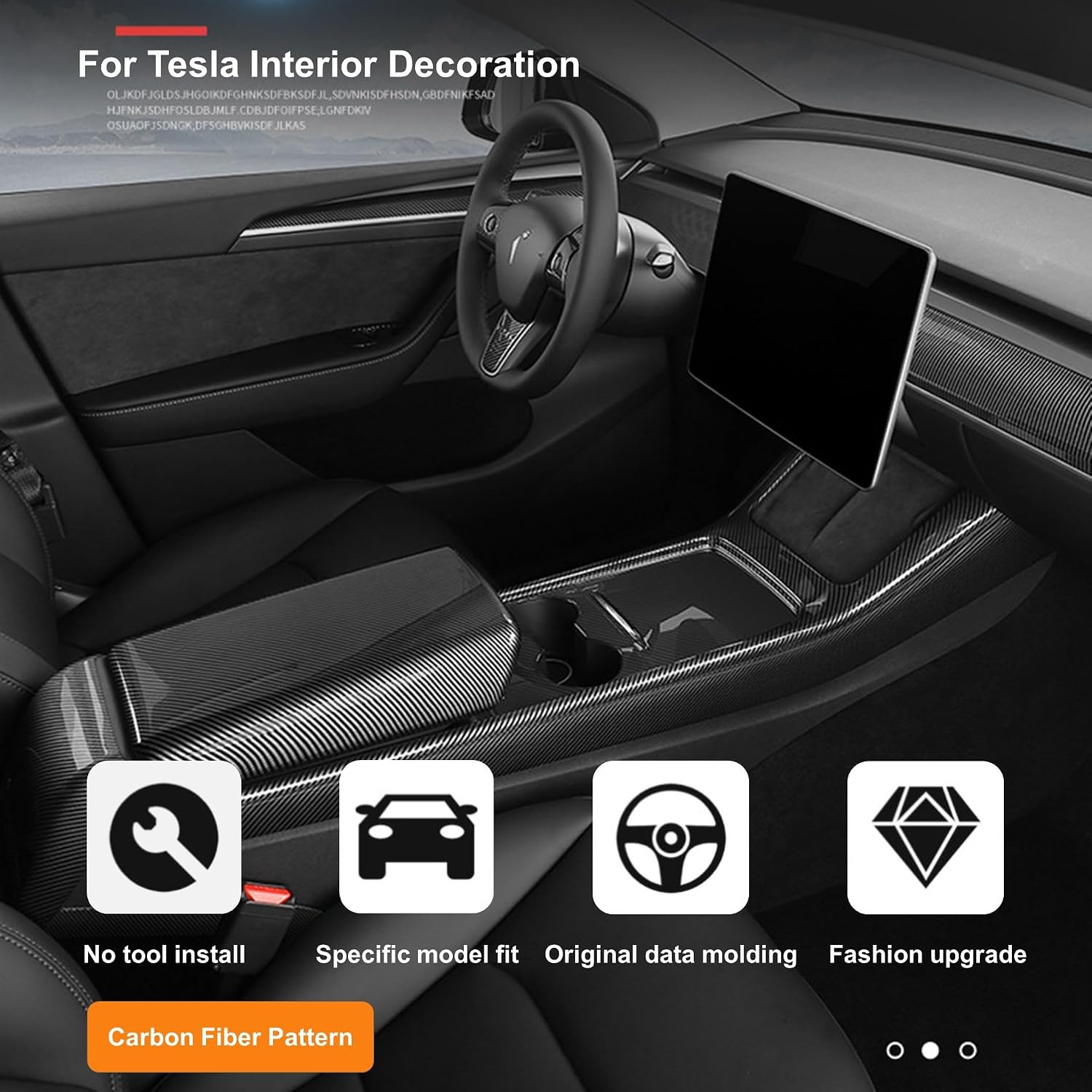 Car Front Reading Light Lamp Panel Trim Cover, Protective Cover Car Accessories Compatible with Tesla Model 3 2017-2023 Tesla Model Y 2020-2023, Carbon Fiber Interior Trim Cover ABS