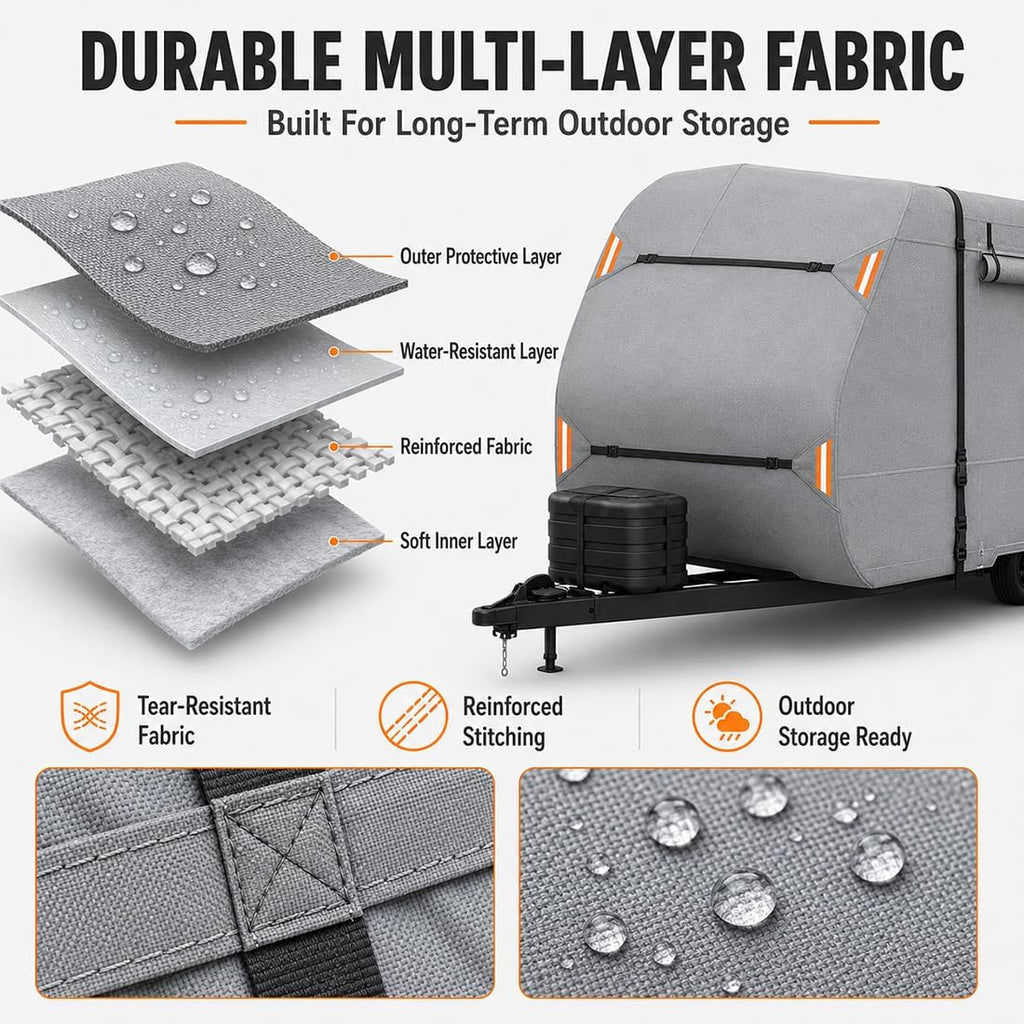 Travel Trailer RV Cover for Forest River Flagstaff Micro Lite 22SQS 2015-2024, Heavy Duty Camper Cover with Windproof Straps, All Weather Outdoor Storage Motorhome Cover