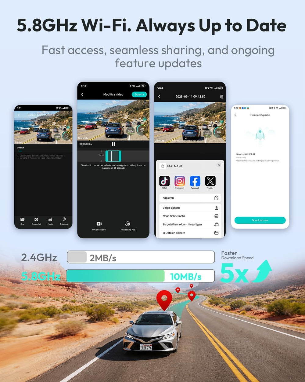 BOTSLAB G300H Plus 4K STARVIS 2 Dual Dash Cam Front and Rear