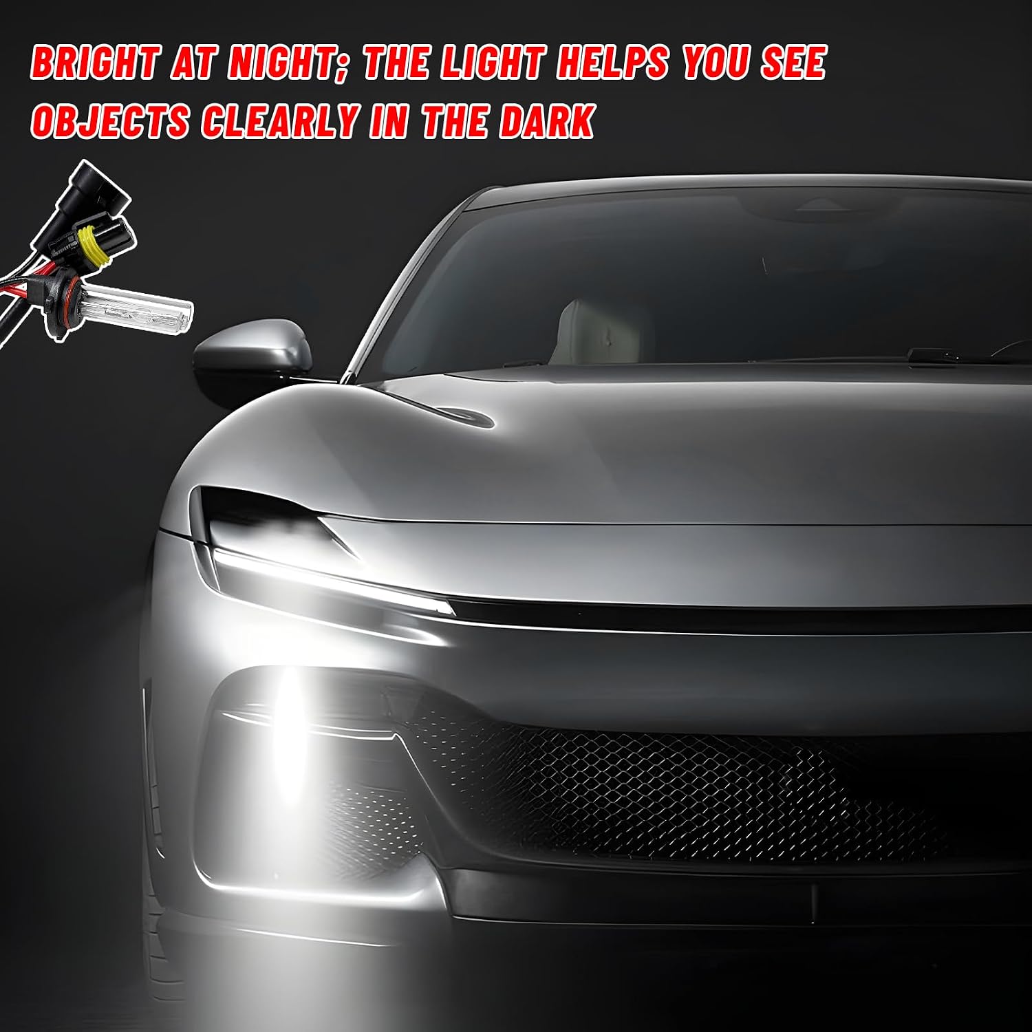 2 PCS 9005 HID Car Xenon Bulbs, 35W 12V 6000K 9005 Bright Headlight Car Front Lighting Bulb, Waterproof HID Light High Low Beam Lamp Replacement for Sedan Truck SUV
