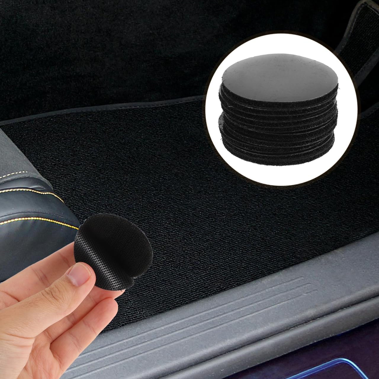 STOBAZA 20 Pairs Car Foot Pad Fixers with Self Adhesive Dual Lock Invisible Non Slip Auto Carpet Grippers for Secure Floor Mat Fixing