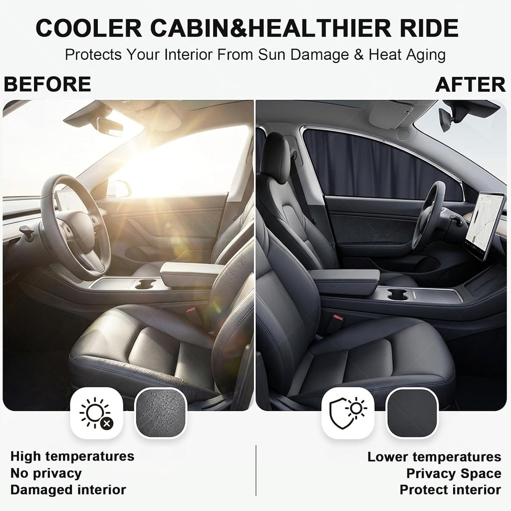 Tlyard for Model Y Magnetic Window Sunshade, Model Y Juniper Side Window Shade Curtain, Removable Privacy Window Shade Covers Curtains for Baby, Camping Summer Accessories for Tesla Model Y 2020-2026