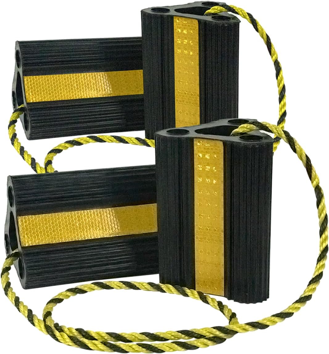 Vacallity RV Wheel Chocks for RV Tire Chock Block Camper Travel Trailer Car Truck, Upgrade Rubber Wheel Chocks with Rope,Easy to Use,Wheel Immobilizers & Chocks (2pair4pack)