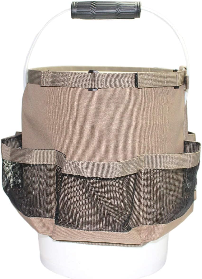 MELOTOUGH Wash Tool Organizer for 5 Gallon Bucket, Cleaning Bucket Organizer Water-Resistant Mesh Pockets for Clean Supplier,Car Wash Supplier,Soap and Towel Holder Ring Included