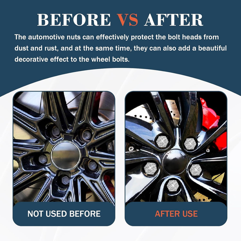 20 Pack Durable Anti-Theft Lug Nut Covers (19mm/0.75in) Universal Wheel Hub Bolt Caps with Removal Tool Automotive Decoration Accessories for Most Cars Diamonds White
