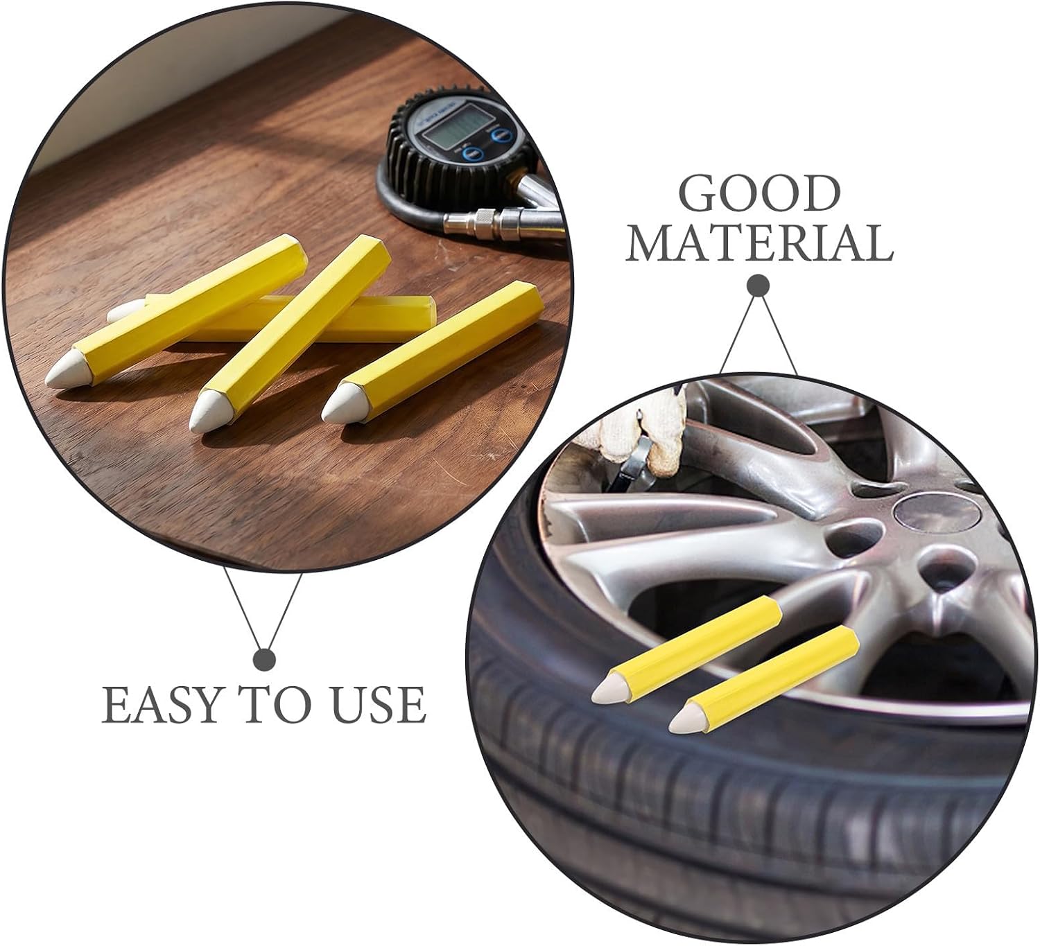 Ciieeo 12pcs Yellow Tire Marker Pens Waterproof Wax Crayons with Nonslip Grip for Tire Shops and Outdoor Environments Sturdy Plastic Barrel Pen for Accurate Marking