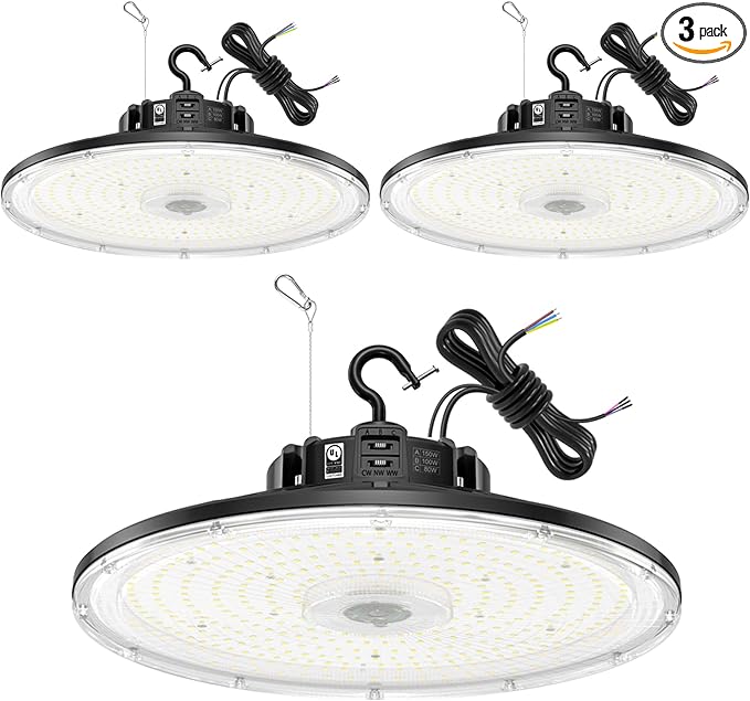 BBESTLED 3Pack UFO LED Low Bay Light 4000K 80W 100W 150W 21, 000Lumen 3000K by BBESTLED