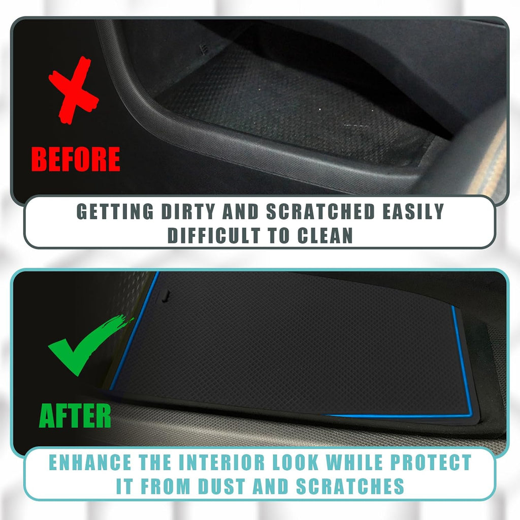 BestEvMod Compatible with Mach E Accessories 2021-2026 PVC Interior Anti Dust Cup Holder Inserts Center Console Liner Mats 18-pcs Set (V3 Blue)