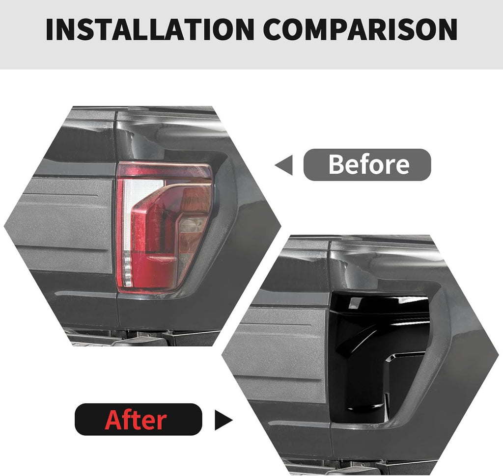 RT-TCZ Smoked Black Tail Light Lamp Cover Guard Trim Decoration Exterior Accessories for Ford F150 Raptor 2024 2025