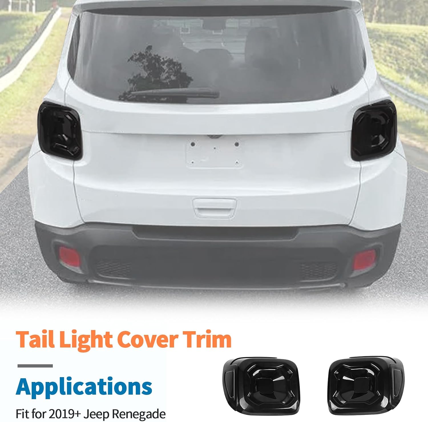 JeCar Tail Light Cover for 2019-2026 Jeep Renegade - Smoked Black Taillight Lamp Cover Trim Guards, Exterior Upgrade Decoration Accessories