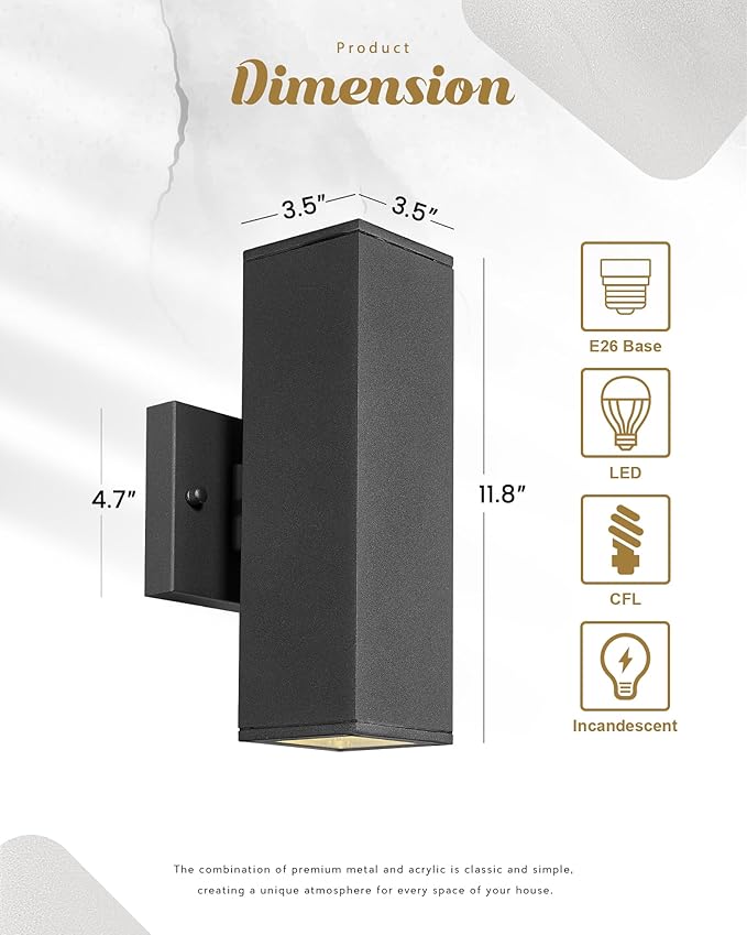 Ken & Ricky 2 Pack Dusk to Dawn Outdoor Lighting, Modern Exterior Lighting - Image 5
