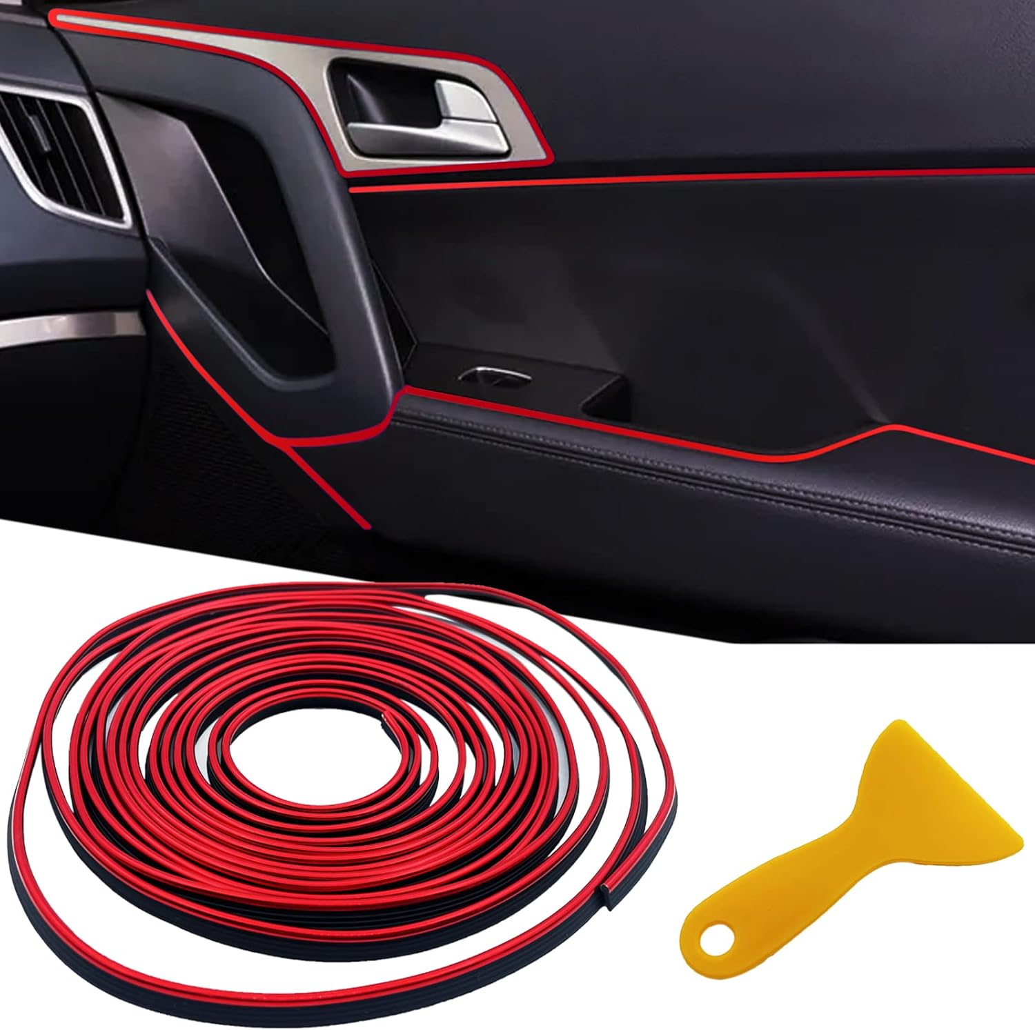OSIFIT Car Interior Trim Strips,33ft Car Electroplating Decoration Styling Door Dashboard, Flexible Interior Trim Accessories with Installing Tool
