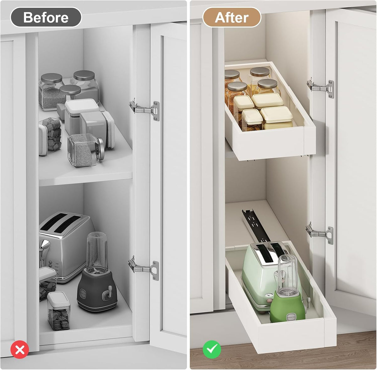 fokyfok pull out cabinet organizer,7"-11"w,17"-24"d,expandable,adhesive, package contents