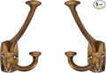 Large Wall Double-Sided Hook 5 Pack Antique Brass Hook Decorative Heavy Duty by ZAUYX