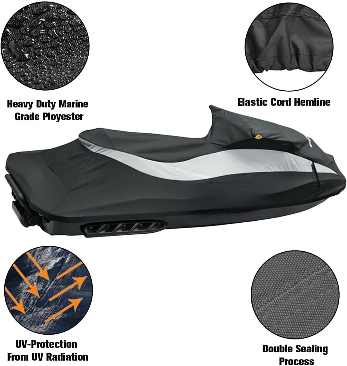 Waterproof Jet ski Trailerable Watercraft Ski Cover Fit for 2011-2019 Bombardier SEA-DOO PWC GTS, GTS Rental, GTI, GTI SE, GTI Limited Replace 295100722, 280000598, 280000508, 280000495