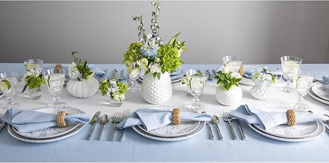 Solino Home Linen White Table Runner 120 Inches Long - 100% Pure Linen Hemsti...