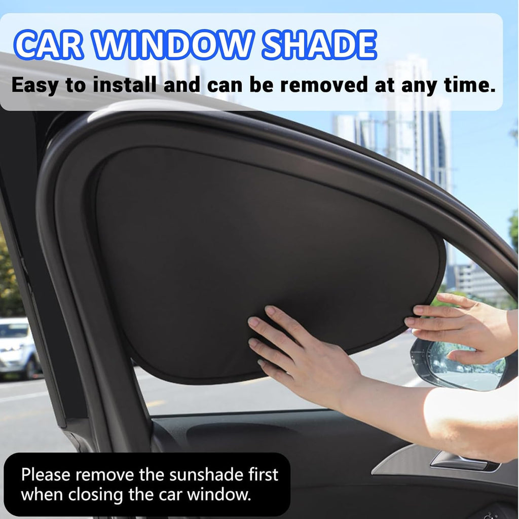 Car Window Shade 4 Pack, Magnetic Sun Blocker with Static Suction, 99% UV Protection, Universal Fit for Sedan MPV SUV Truck, Front and Rear Windows