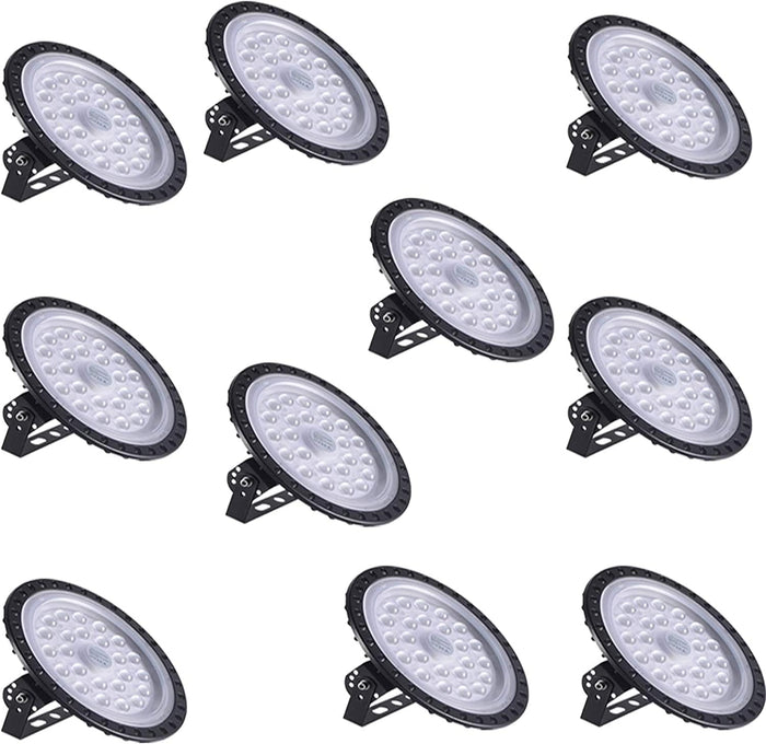 Sararoom 10Packs 100W 110V UFO LED High Bay Light, LED Warehouse Light 10000 Lumen 6500K Daylight White LED Shop Light Commercial Bay Lighting for Factory Garage Workshop