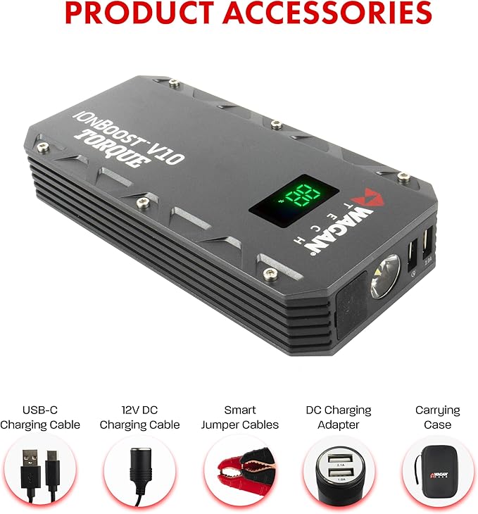 Wagan EL7507 Jump Starter iOnBoost V10 Torque 1000Amp Peak 12V Portable Lithium - Image 4