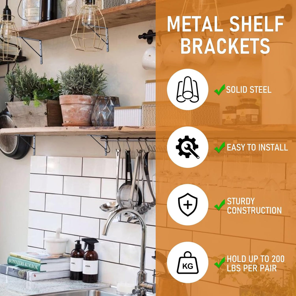 home master hardware wall shelf brackets, 10x8 inch, side view