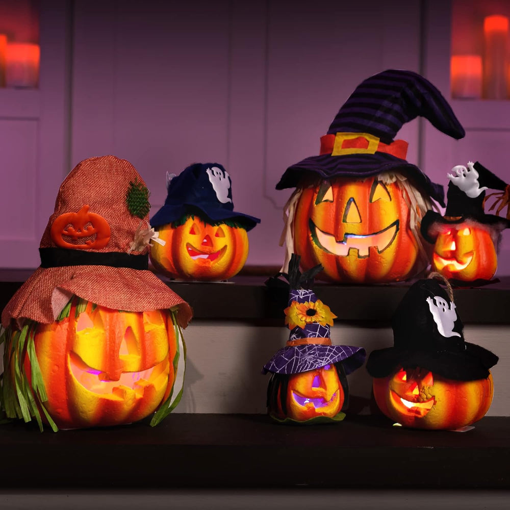 JOYIN 6 Pcs Light Up Pumpkins Halloween Decorations Outdoor Indoor Jack O Lan...