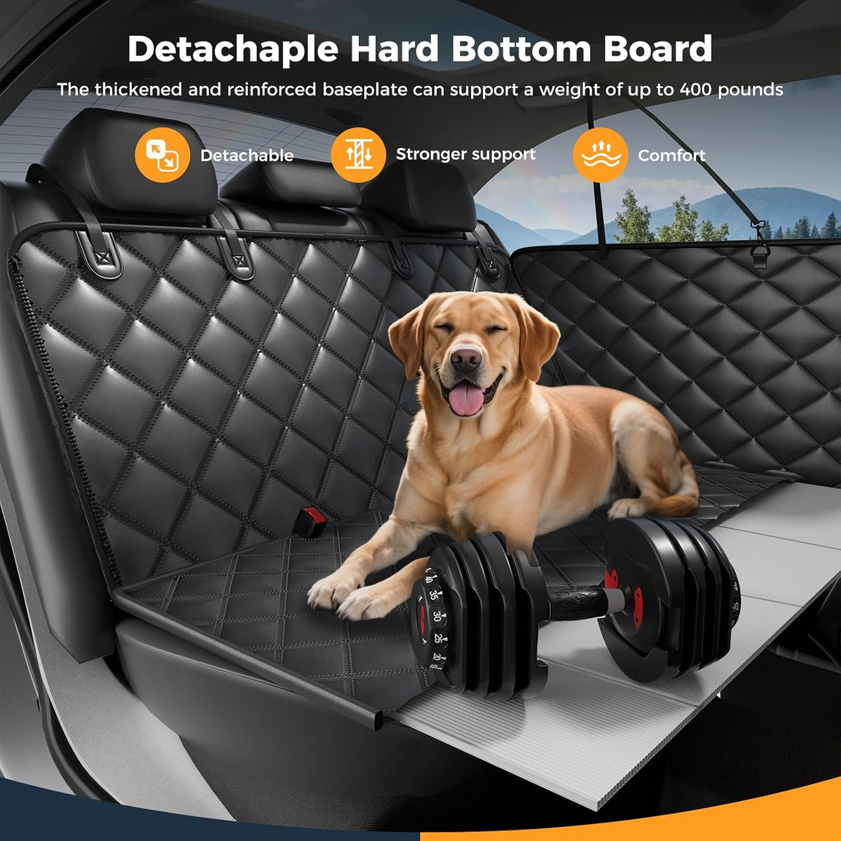 dog car seat cover for back seat, hard, close-up detail