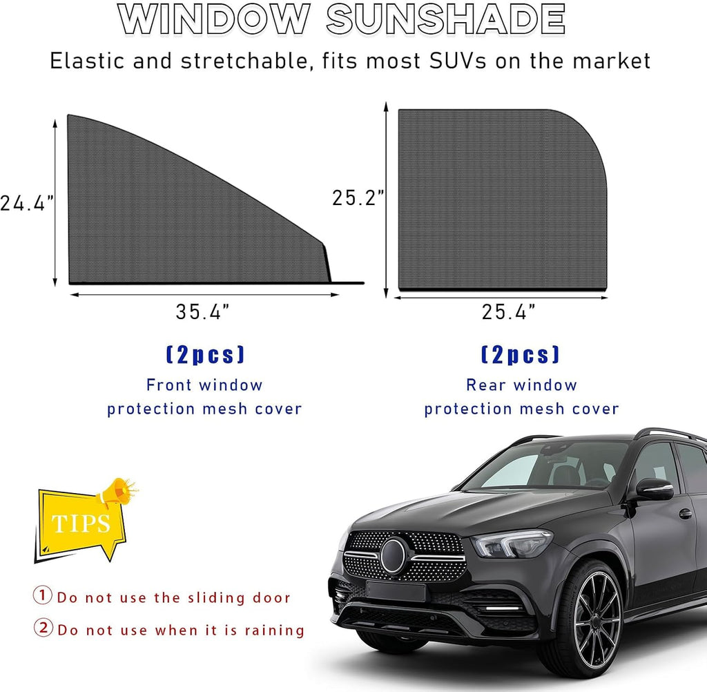 4Pcs Car Side Window Sunshade Net for 2018-2023 Chevy Chevrolet Traverse, Auto Camping Privacy Screen Breathable Mosquito Bug Cover Nylon Mesh,M SUV