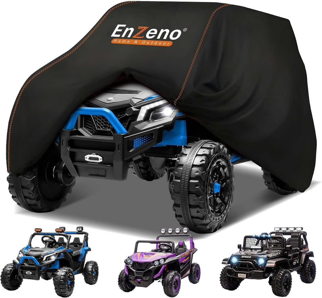 Enzeno Kids Ride-On Toy Car Cover,Large Power Wheels Cover Waterproof,Outdoor Toy Car Covers for Power Wheels Jeep & Toddler Electric Vehicles,All-Weather Protection,Universal Kid Ride-on Accessories