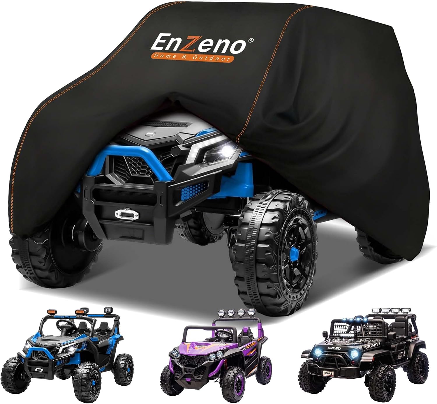 Enzeno Kids Ride-On Toy Car Cover,Large Power Wheels Cover Waterproof,Outdoor Toy Car Covers for Power Wheels Jeep & Toddler Electric Vehicles,All-Weather Protection,Universal Kid Ride-on Accessories