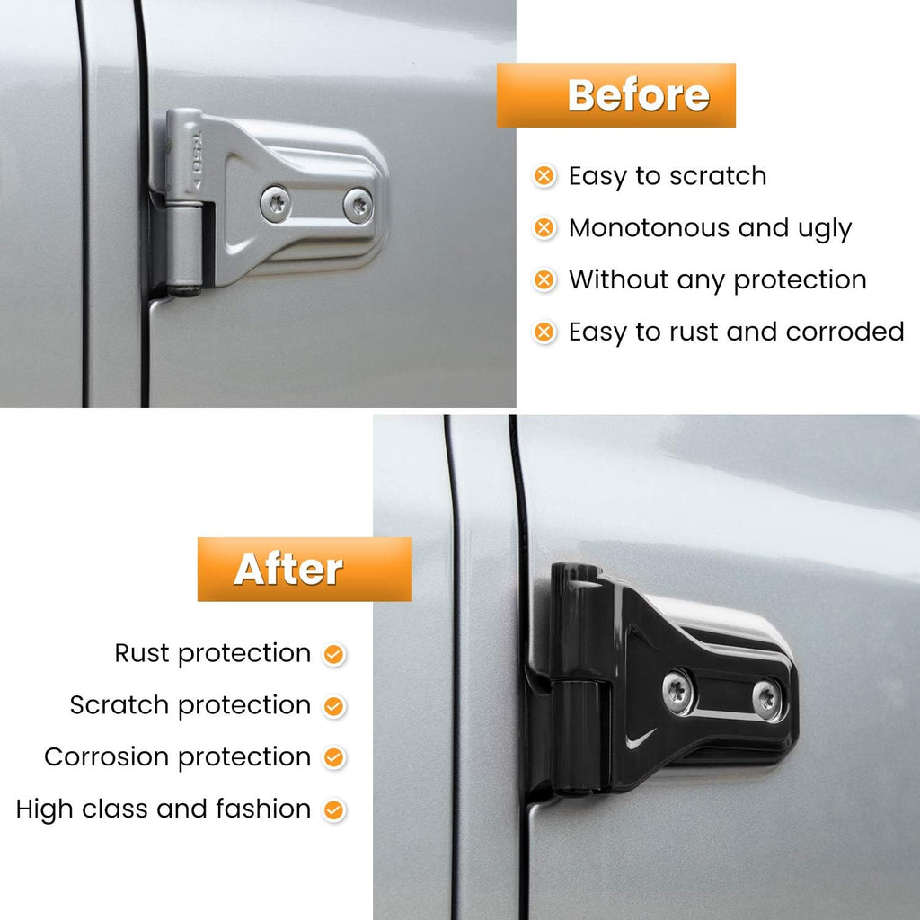 Door Hinge Cover Trim Exterior Accessories Decoration for 2018-2025 Jeep Wrangler JL JLU Sport Sahara Freedom Rubicon Unlimited & Gladiator JT 2-Door and 4-Door (Black 8PCS)
