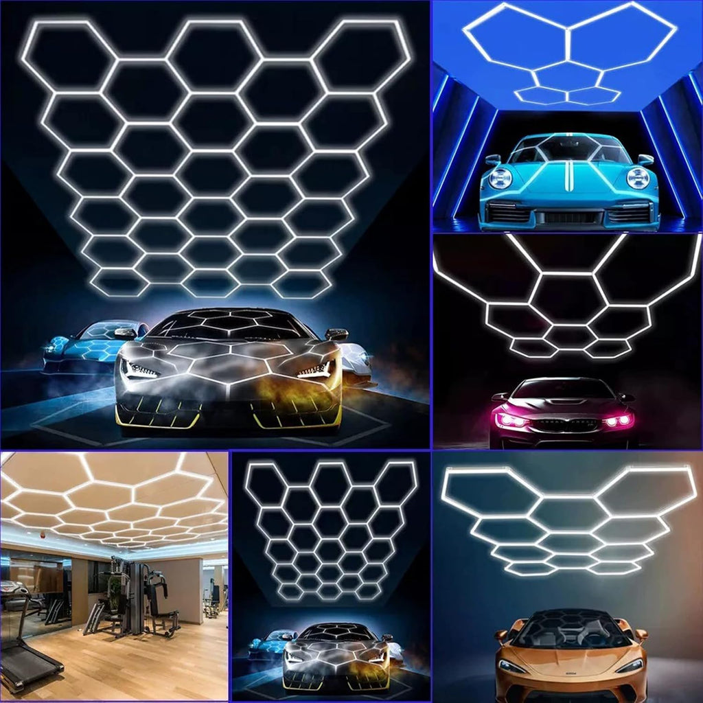 Honeycomb LED Light for Car Detailing, Connectors, Light Tubes, Accessories, Any Combination, for Gym, Sports Stadium, Cafe, Dance Studio V-Shaped