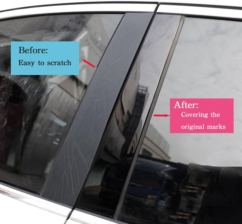 Door and Window Pillar Accessories Fit for Subaru Forester 2013-2018 Car Printed Chrome Door and Window Pillar Trim, PC Material, Scratch Resistant 8 PCS - Bright Black