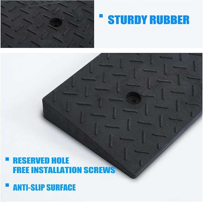 2 Pack 3.1'' Rise Rubber Curb Ramp Heavy Duty Loading Rubber Curb Ramps 3 Tons - Image 5