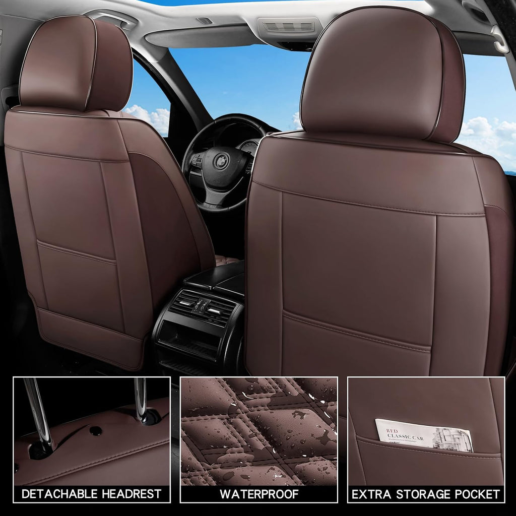 car seat covers full set,faux leather seat covers, front angle view